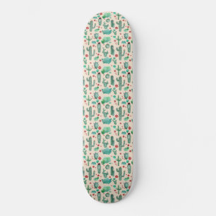 Skateboard motif cactus et ladybug - arrière - plan beige