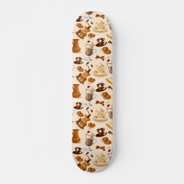 Skateboard Motif café et biscuits (Devant)