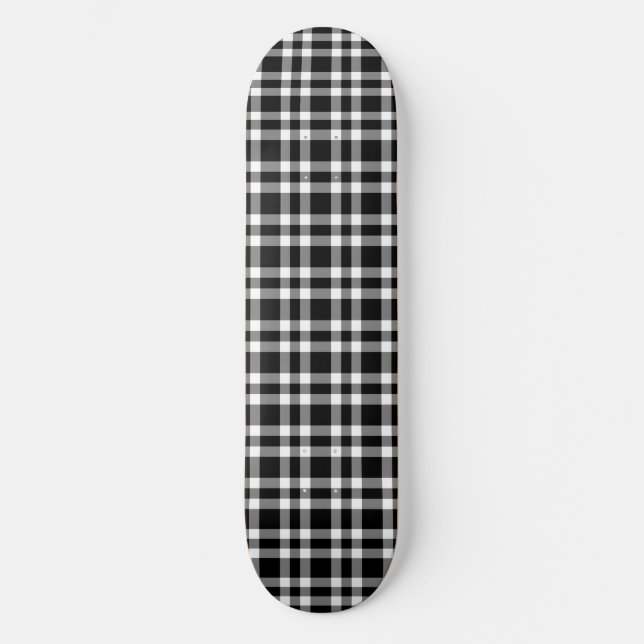 Skateboard Motif carreaux noir blanc (Recto)
