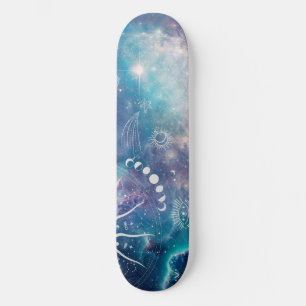Skateboard Motif céleste bleu violet