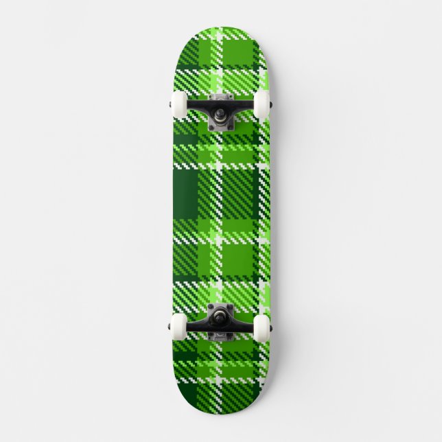 Skateboard Motif Checkered de couleur verte (Recto)