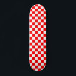 Skateboard Motif chèque À damiers blanc rouge<br><div class="desc">Chèque rouge et blanc À damiers conception Motif Carré géométrique</div>
