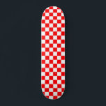 Skateboard Motif chèque À damiers blanc rouge<br><div class="desc">Chèque rouge et blanc À damiers conception Motif Carré géométrique</div>