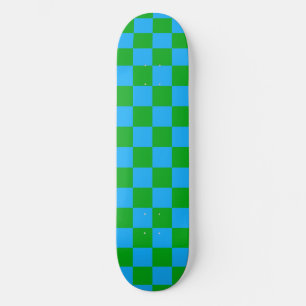 Skateboard Motif chèque À damiers bleu vert