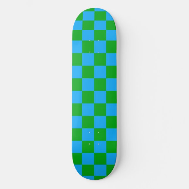 Skateboard Motif chèque À damiers bleu vert (Recto)