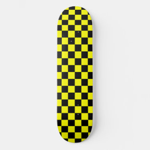 Skateboard Motif chèque À damiers jaune noir