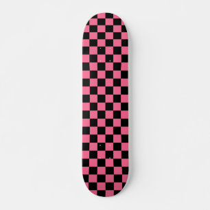 Skateboard Motif chèque À damiers rose noir