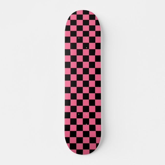 Skateboard Motif chèque À damiers rose noir (Devant)