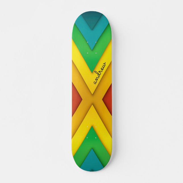 Skateboard Motif chevron abstrait coloré (Devant)