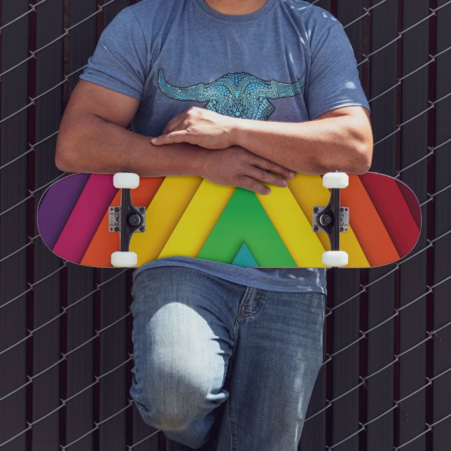 Skateboard Motif chevron abstrait coloré (Extérieur 3)