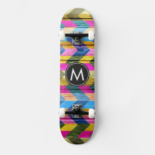 Skateboard Motif Chevron en bois peint #6