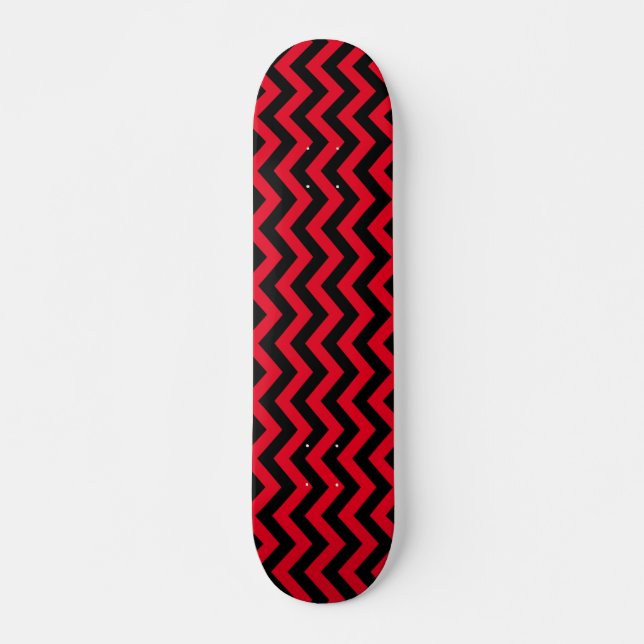 Skateboard Motif Chevron rouge et noir (Devant)