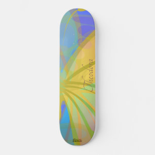 Skateboard Motif Chic Gold Butterfly Bleu Peach