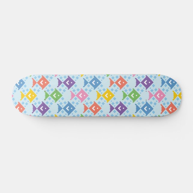 Skateboard Motif coloré de poissons de l'océan (Horz)