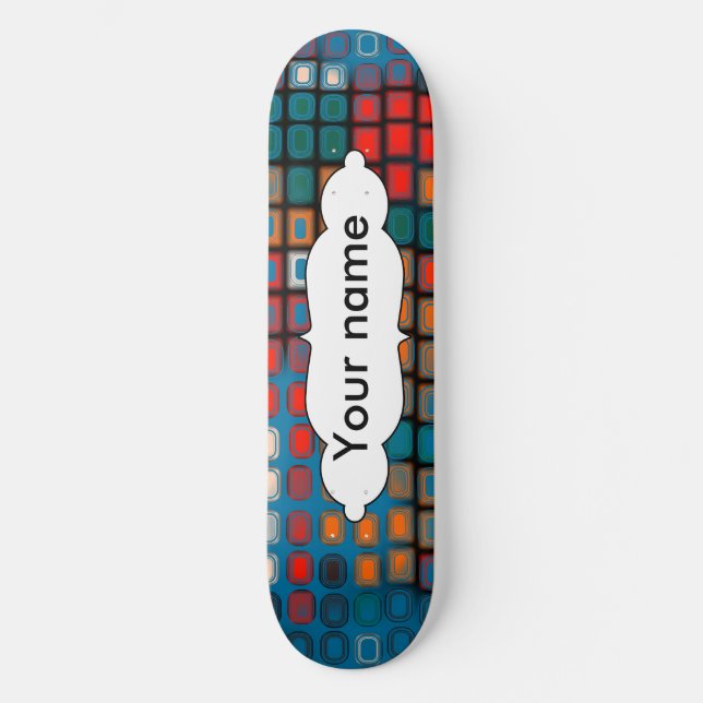 Skateboard Motif coloré de rectangles (Recto)
