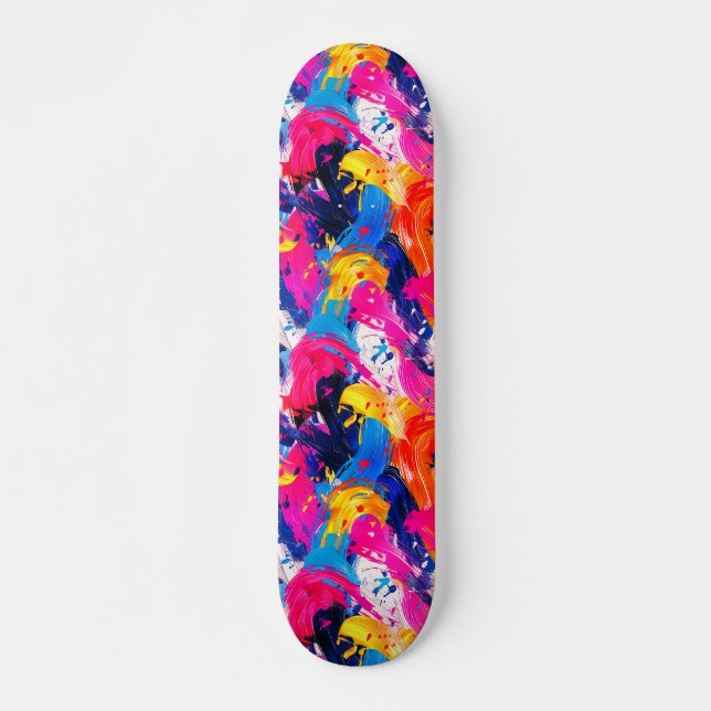 Skateboard motif coups de pinceaux (Devant)