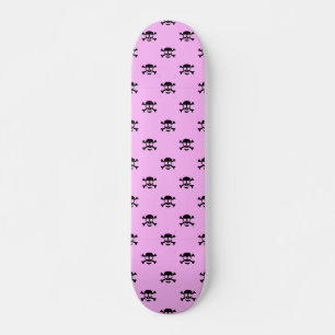Skateboard Motif crâne noir mignon sur Arrière - plan rose