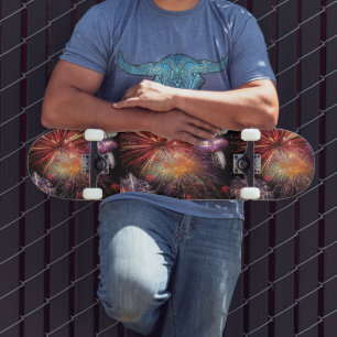 Skateboard Motif d'affichage couleur Fireworks