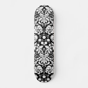 Skateboard Motif damassé noir et blanc