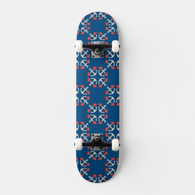 Skateboard Motif d'Ancre et de coeur (Recto)