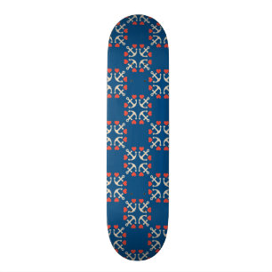 Skateboard Motif d'Ancre et de coeur