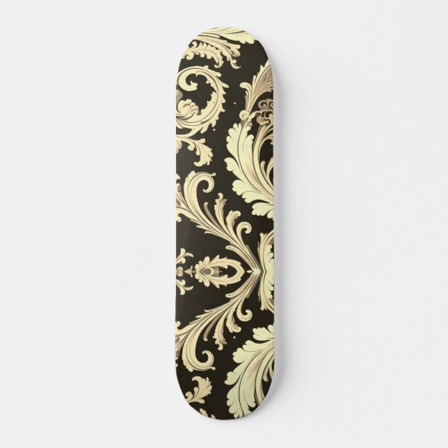 Skateboard Motif d'antiquités Brown Fleur (Devant)