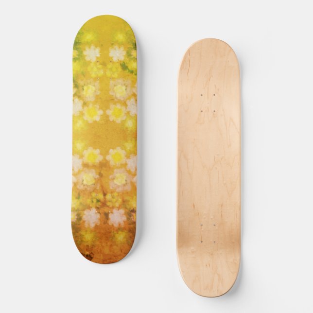 Skateboard Motif d'aquarelle Abstraite rétro (Recto)