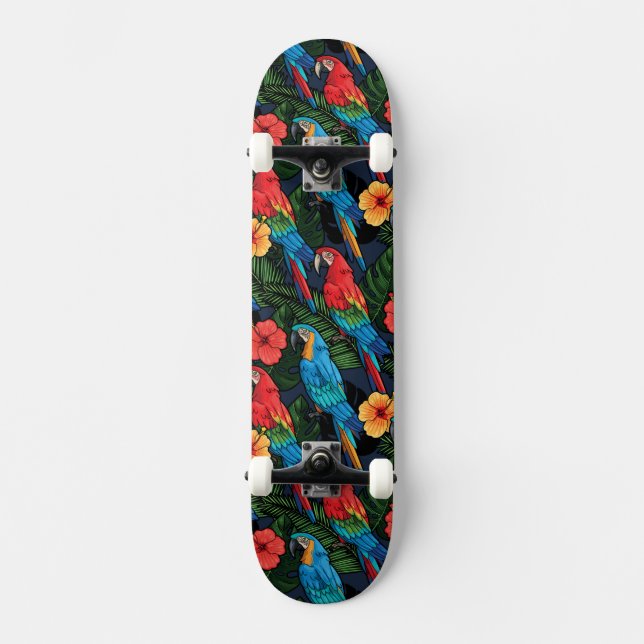 Skateboard Motif d'ara et de ketmie (Recto)