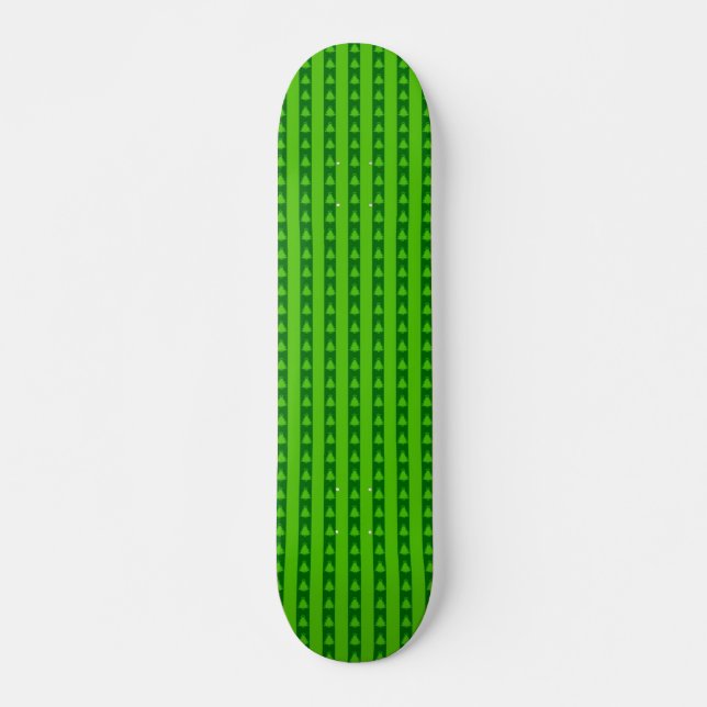 Skateboard Motif d'arbre de Noël à rayures vertes (Devant)