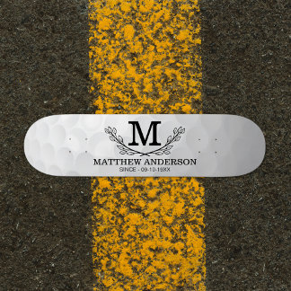 Skateboard Motif de balle de golf personnalisé Nom Monogramme