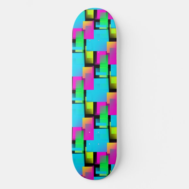 Skateboard Motif de bloc Abstrait rétroactif (Recto)
