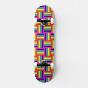 Skateboard Motif de bloc arc-en-ciel coloré