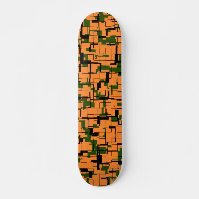 Skateboard Motif de caméra numérique noir orange vert (Devant)