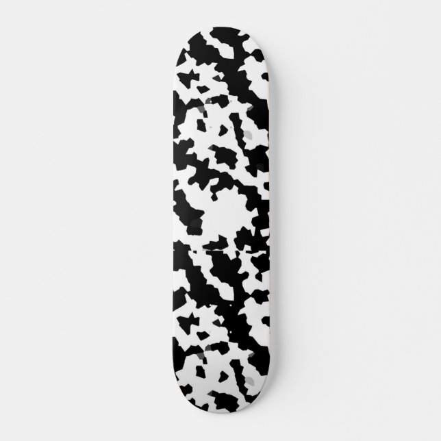 Skateboard Motif de camouflage Abstrait noir et blanc (Devant)