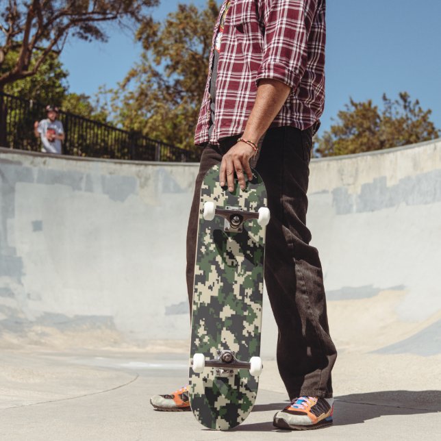 Skateboard Motif de camouflage numérique vert (Extérieur 2)