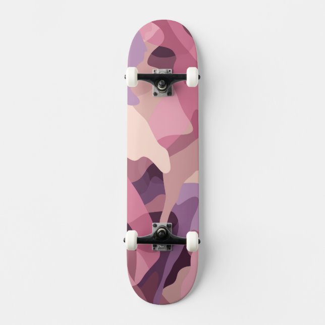 Skateboard Motif de camouflage rose et violet (Recto)