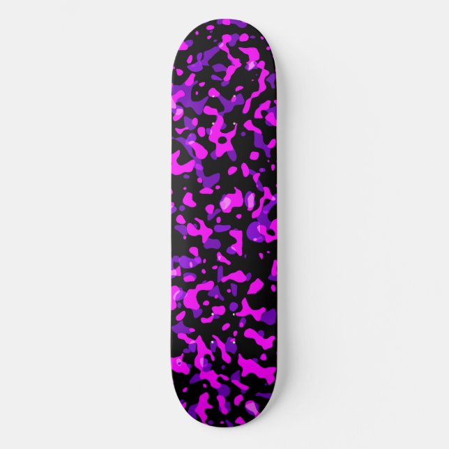 Skateboard Motif de Camouflage rose et violet moderne (Recto)