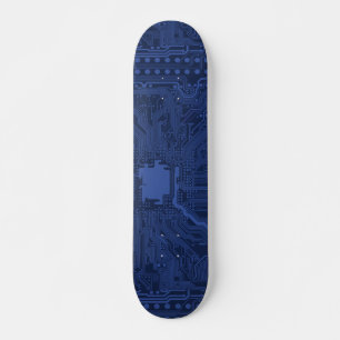 Skateboard Motif de carte mère Geek bleu