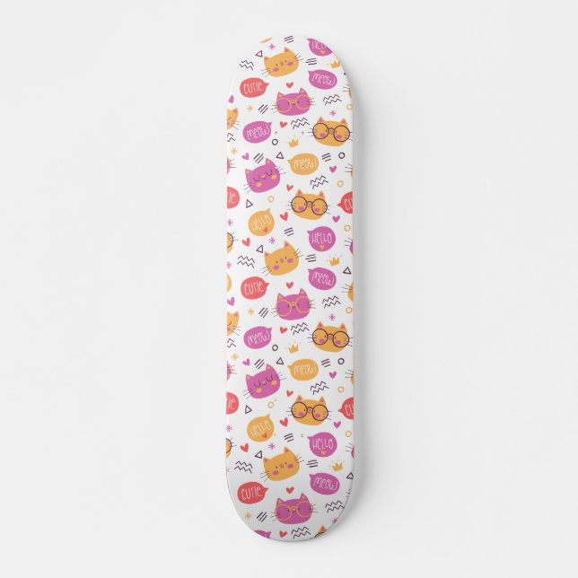 Skateboard Motif de chat à main mignonne (Devant)