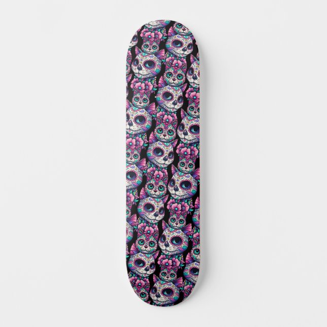 Skateboard Motif de chat crâne sucre (Recto)