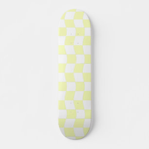 Skateboard Motif de chèque géométrique jaune pastel