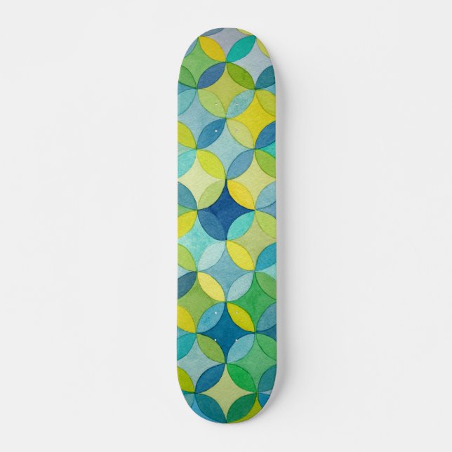 Skateboard Motif de chevauchement de cercle à l'aquarelle per (Devant)