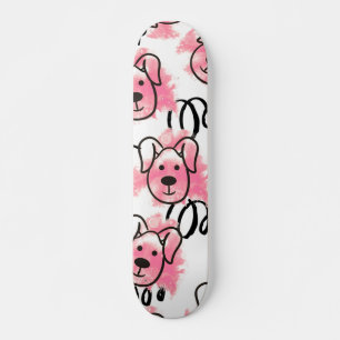 Skateboard Motif de chien d'aquarelle mignonne