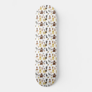 Skateboard motif de chiens arrière - plans blancs.