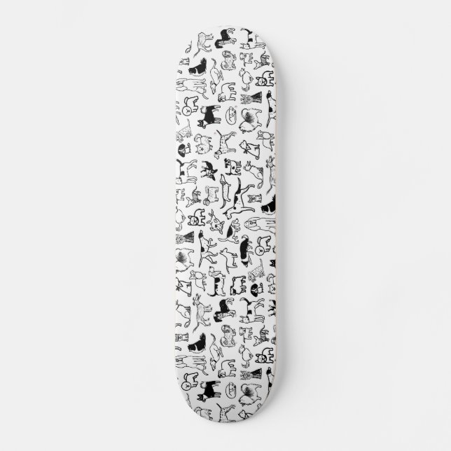Skateboard Motif de chiens noirs et blancs | Cool Canine Love (Recto)
