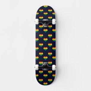Skateboard Motif de coeur Rainbow 8 Bit