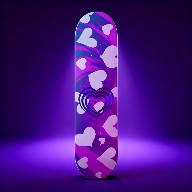 Skateboard Motif de coeur rose et blanc (Créateur téléchargé)