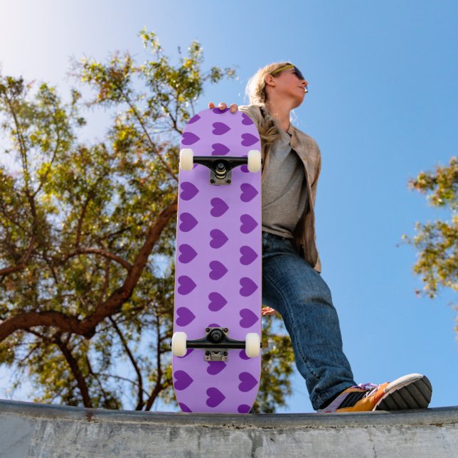 Skateboard Motif de coeurs violets féminins (Extérieur 1)