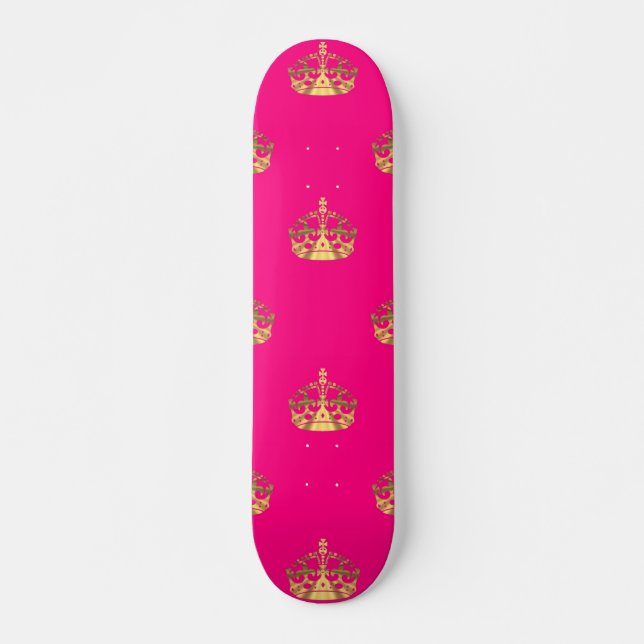 Skateboard Motif de couronne rose et or (Devant)