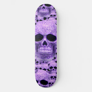 Skateboard Motif de crâne gothique violet